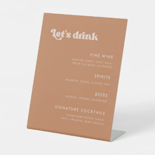 Stijlvolle retro bruine suiker Wedding Bar menu Reclamebord Met Voetstuk
