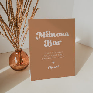 Stijlvolle retro bruine suiker Wedding Mimosa bar Reclamebord Met Voetstuk