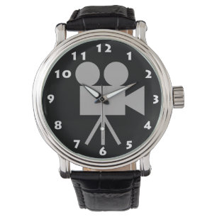 STIJLVOLLE RETRO FILMCAMERA MET WITTE NUMMERS HORLOGE