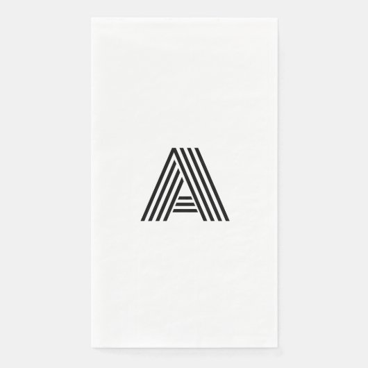 Stijlvolle Retro Line Font Initiaal Monogram Servet (Voorkant)