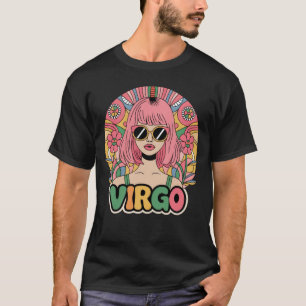 Stijlvolle Retro Maagd Vrouw Zodiac Teken Kleurrij T-shirt