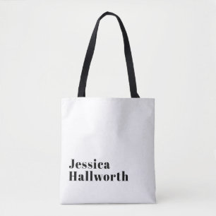 Stijlvolle Retro Moderne Lettering Bewerkbare Zw Draagtas