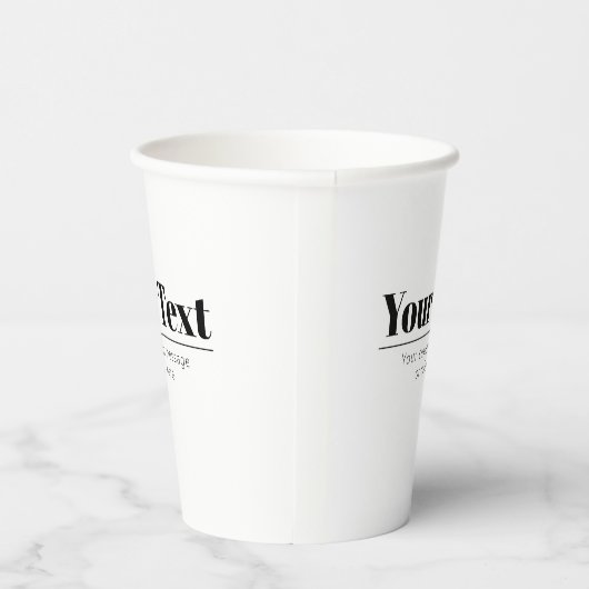 Stijlvolle retro-moderne tekst | Zwart & Wit Papieren Bekers (Rechts)