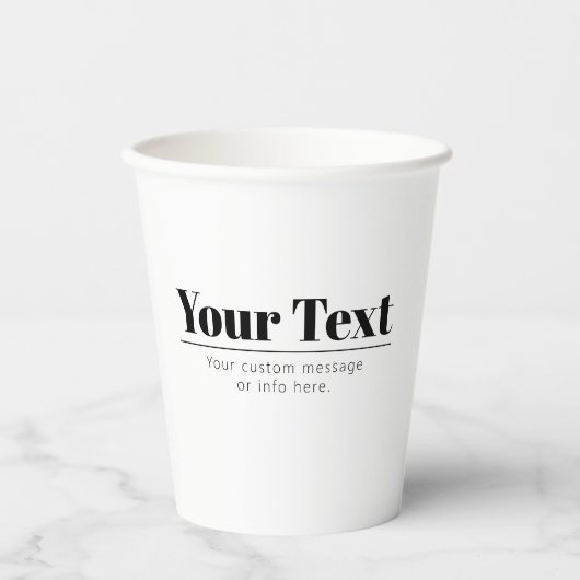 Stijlvolle retro-moderne tekst | Zwart & Wit Papieren Bekers (Voorkant)