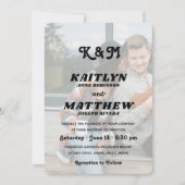 Stijlvolle Retro Monogram Overlay 2 Foto Huwelijk Kaart (Voorkant)