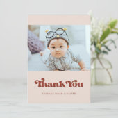 Stijlvolle retro Peach Pink Baby shower Bedankkaart (Staand voorkant)