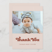 Stijlvolle retro Peach Pink Baby shower Bedankkaart (Voorkant / Achterkant)