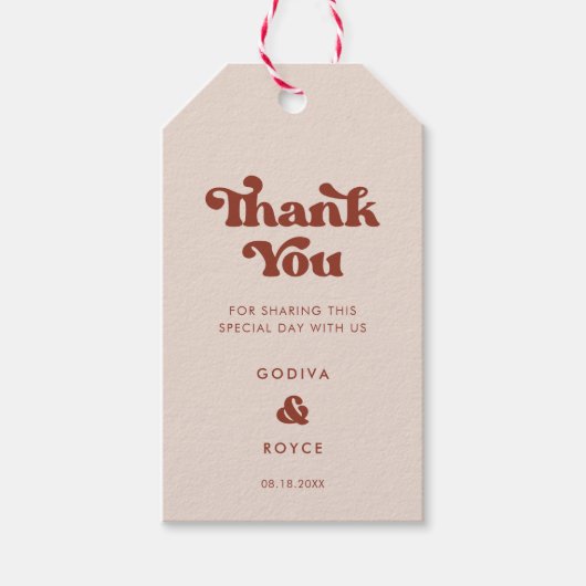 Stijlvolle retro Peach Pink Wedding Cadeaulabel (Voorkant)