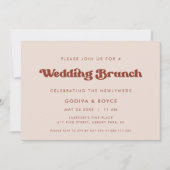 Stijlvolle retro Peach Roze bruiloft Brunch Kaart (Voorkant)