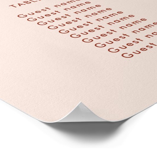 Stijlvolle retro Peach Roze Bruiloft zitgrafiek Poster (Hoek)