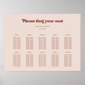 Stijlvolle retro Peach Roze Bruiloft zitgrafiek Poster (Voorkant)