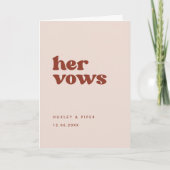 Stijlvolle retro Peach roze Haar gelofte bruiloft  Kaart (Voorkant)