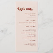 Stijlvolle retro pekroze Laten we bruiloft eten Menu (Voorkant)