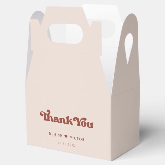 Stijlvolle retro perzik roze bruiloft dank u bedankdoosjes (Geopend)