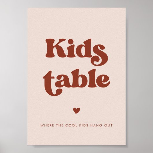 Stijlvolle retro perzik roze bruiloft Kinder tafel Poster (Voorkant)