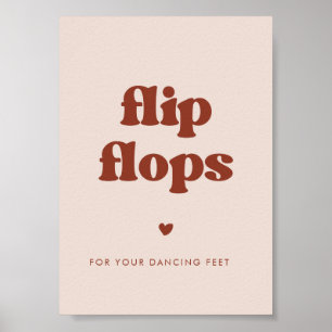 Stijlvolle retro Perzik Roze Bruiloft Teenslippers Poster