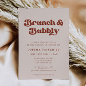 Stijlvolle Retro Perzik Roze Brunch en Bubbly Kaart