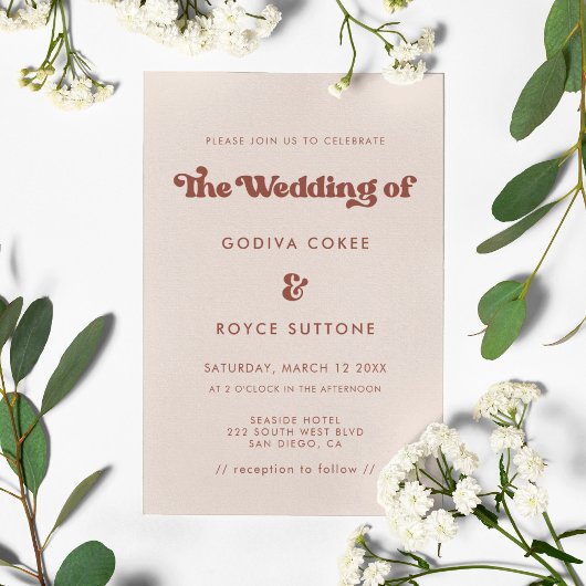 Stijlvolle retro pink bruiloft kaart