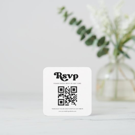 Stijlvolle retro QR code RSVP respons Informatiekaartje (Staand voorkant)