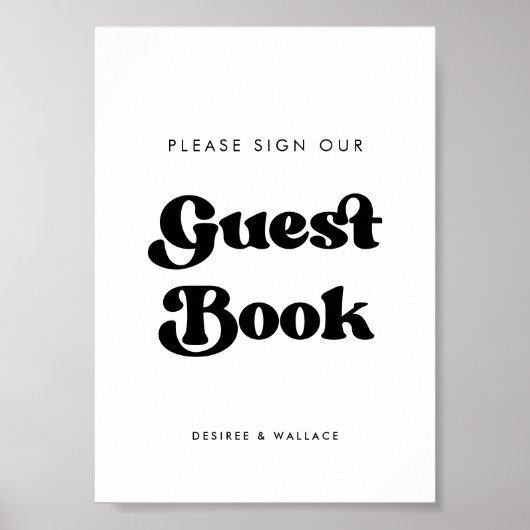 Stijlvolle retro Teken ons gastenboek trouwteken Poster (Voorkant)