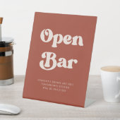 Stijlvolle retro terracotta bruiloft open bar reclamebord met voetstuk (Insitu)