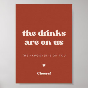 Stijlvolle retro terracotta bruiloft open bar teke poster