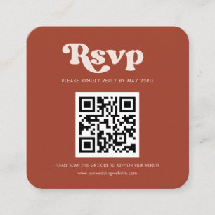Stijlvolle retro terracotta QR code RSVP respons Informatiekaartje