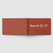 Stijlvolle Retro Terracotta Roos Gold Folie bruilo Gastenboek (Volledig)