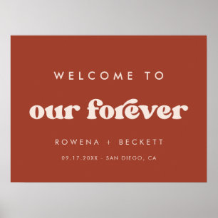 Stijlvolle retro Terracotta Welkom bij onze Foreve Poster