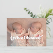 Stijlvolle retro Twice Blessed Twins Geboorte foto Aankondiging (Staand voorkant)