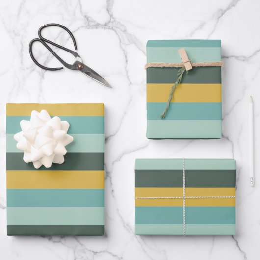 Stijlvolle Retro & Vibe Horizontale Strepen Inpakpapier Vel (Voorkant)