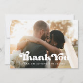 Stijlvolle retro Wedding bedankt foto Aankondiging (Voorkant)