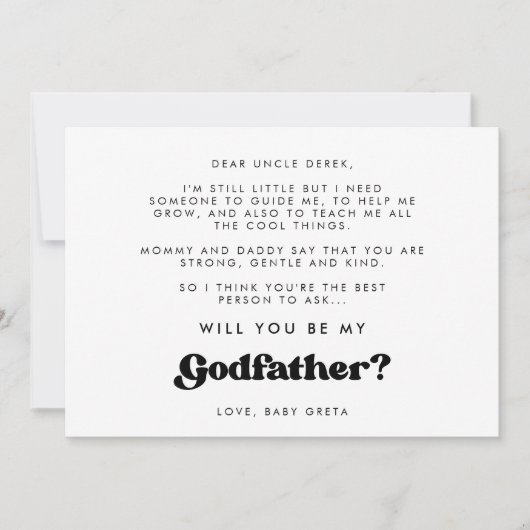 Stijlvolle retro Wil je mijn Godfather kaart zijn? (Voorkant)