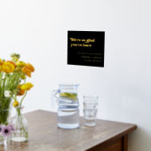 Stijlvolle retro zwart en goud Zo blij dat je hier Folie Afdrukken (Laag (Keuken))