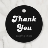 Stijlvolle Retro Zwart & Wit bruiloft Bedankjes Labels (Voorkant)