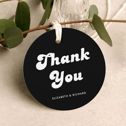 Stijlvolle Retro Zwart & Wit bruiloft Bedankjes Labels