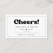 Stijlvolle retro zwart & wit bruiloft drink ticket (Voorkant)