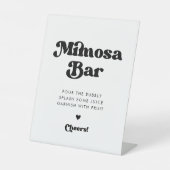 Stijlvolle retro zwart & wit bruiloft Mimosa bar Reclamebord Met Voetstuk (Voorkant)