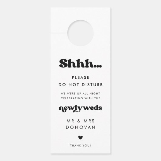 Stijlvolle retro zwart & wit bruiloft Niet storen (Voorkant)