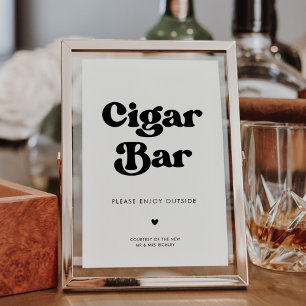 Stijlvolle retro zwart & wit bruiloft sigaar Bar t Poster
