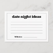 Stijlvolle retro zwart-wit date night ideeën informatiekaartje (Voorkant)