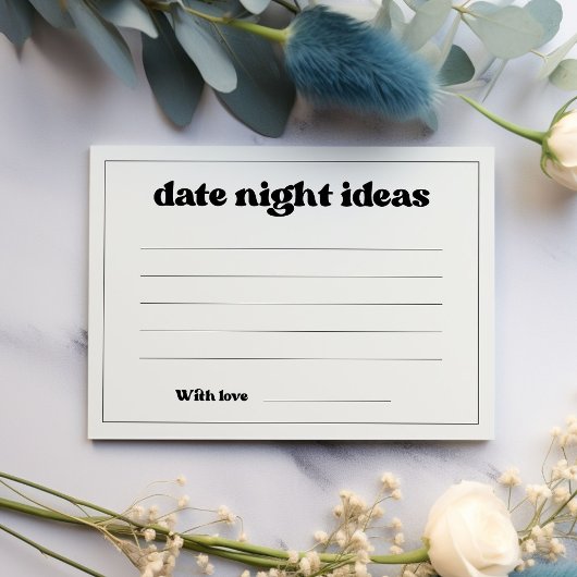 Stijlvolle retro zwart-wit date night ideeën informatiekaartje