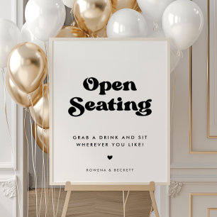 Stijlvolle retro zwart & wit Open Zitting Bruiloft Poster