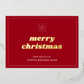 Stijlvolle rode aangepaste Logo kerst Folie Kaart (Voorkant)