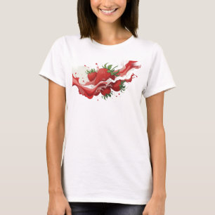Stijlvolle Rode Abstracte Aardbeien Artistiek Moti T-shirt