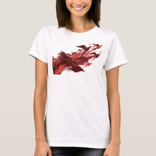 Stijlvolle Rode Abstracte Vogels Kunst Design T-shirt
