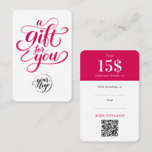 Stijlvolle rode cadeau kortingsvoucher QR-code scr Kortingskaartje