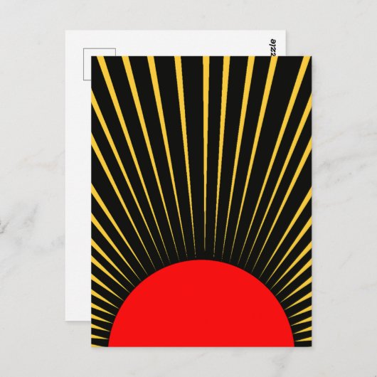 Stijlvolle rode en gele zonnestralen briefkaart (Voorkant / Achterkant)
