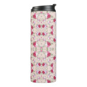 Stijlvolle rode en paarse bloemenprint op blush pi thermosbeker (Gedraaid links)