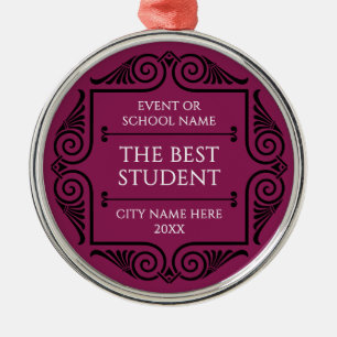 Stijlvolle rode erkenningsonderscheiding voor bedr metalen ornament